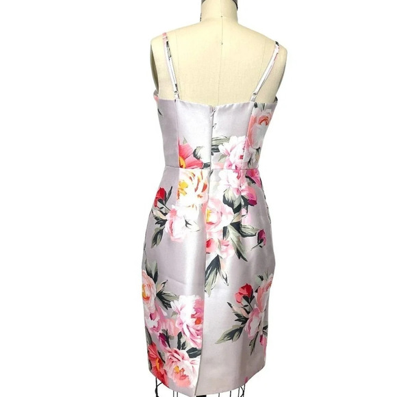 Eliza J Pink Floral Print Mikado Tulip Cocktail Dress Size 4 - Picture 4 of 7